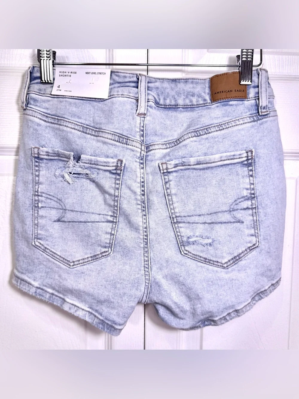 American Eagle High Rise Shortie Shorts NWT Next Level Stretch Distressed Size 4